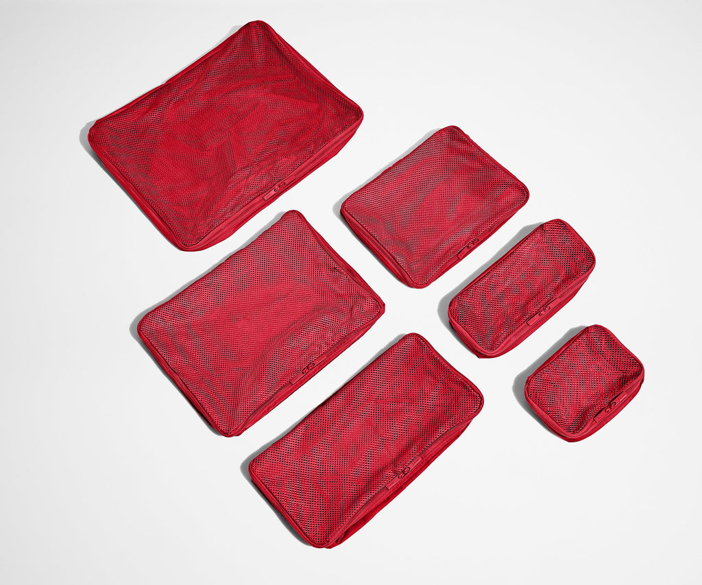 Away Insider Packing Cubes (Set of 6) in Cherry Red