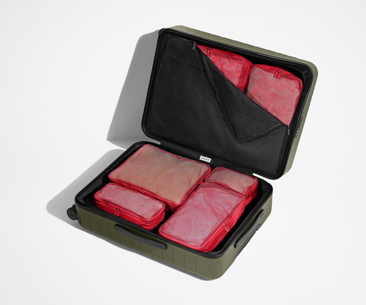 Away Insider Packing Cubes (Set of 6) in Cherry Red