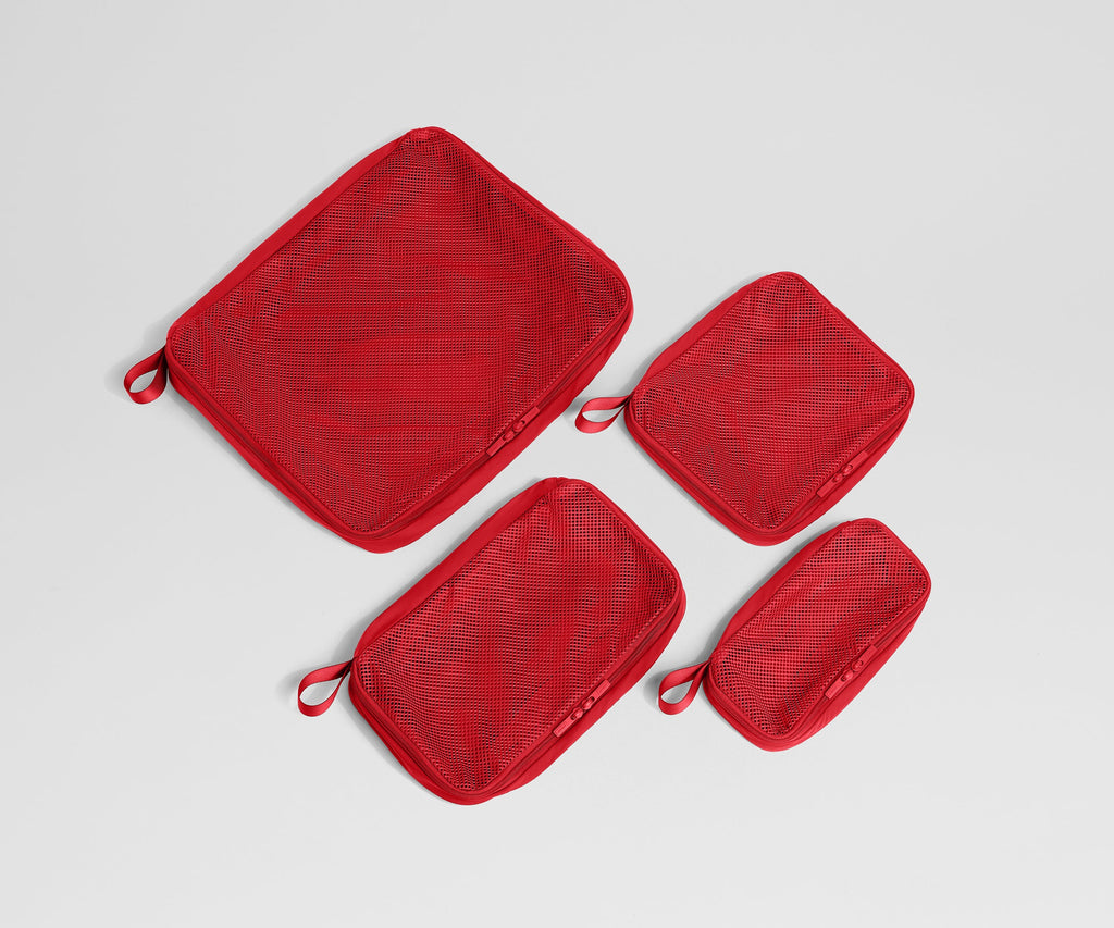 Away Compression Packing Cubes in Cherry Red