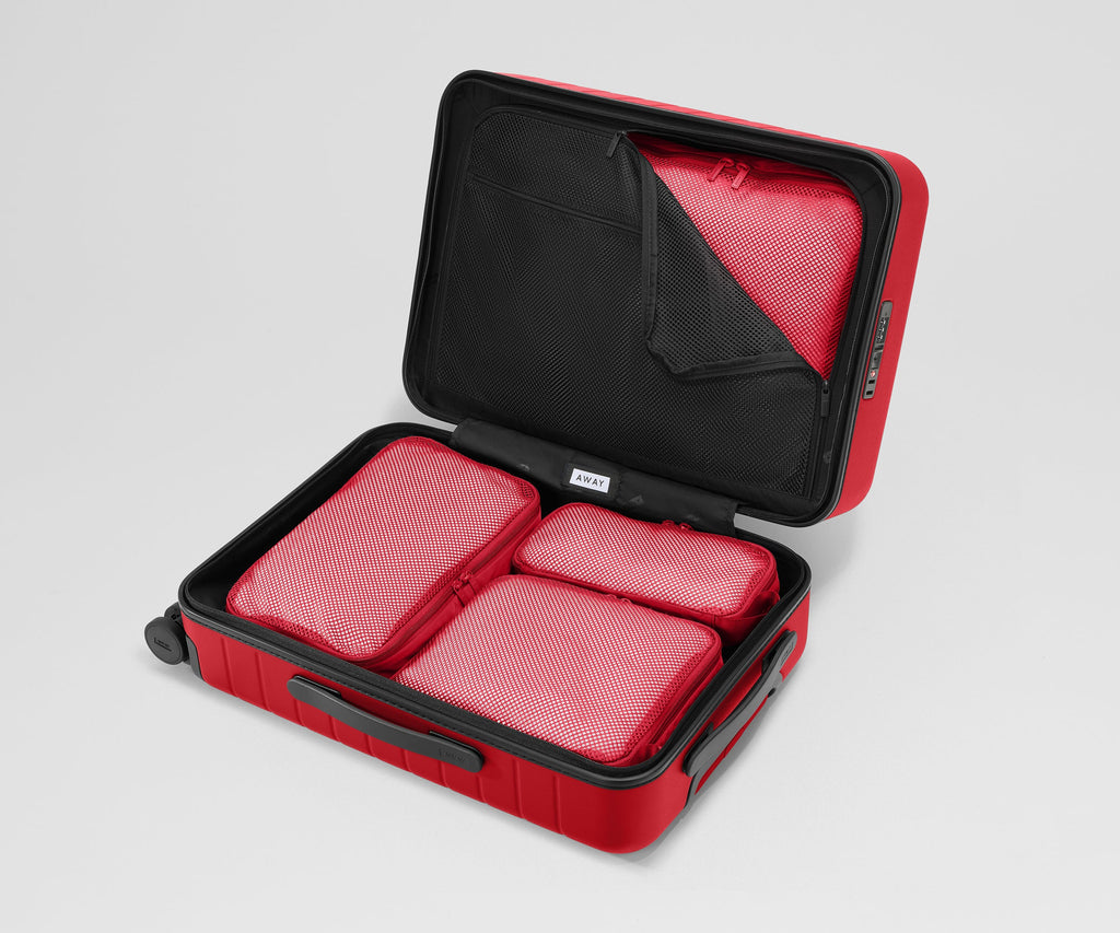 Away Compression Packing Cubes in Cherry Red
