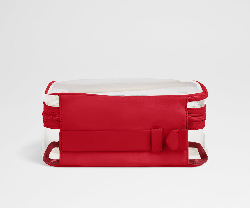 Away Clear Toiletry Bag in Cherry Red