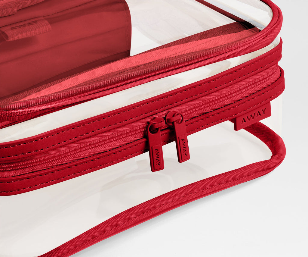 Away Clear Toiletry Bag in Cherry Red