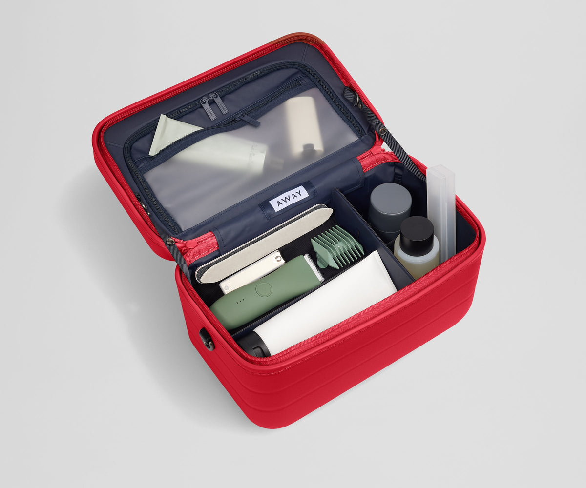 Away The Train Case Toiletry Bag - Cherry Red