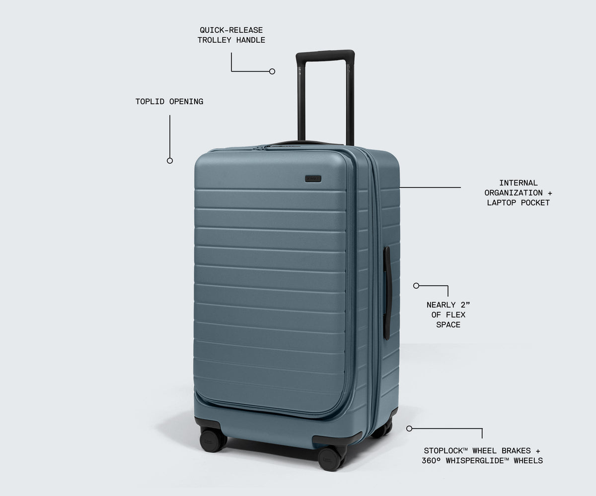 Away Topside Medium Trunk Suitcase - Coast Blue