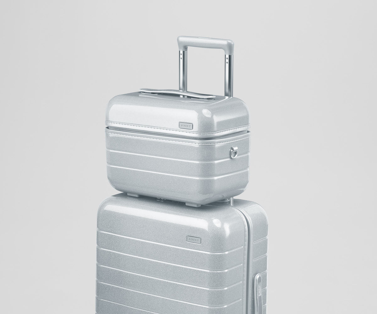 Away The Train Case Toiletry Bag - Supernova Silver