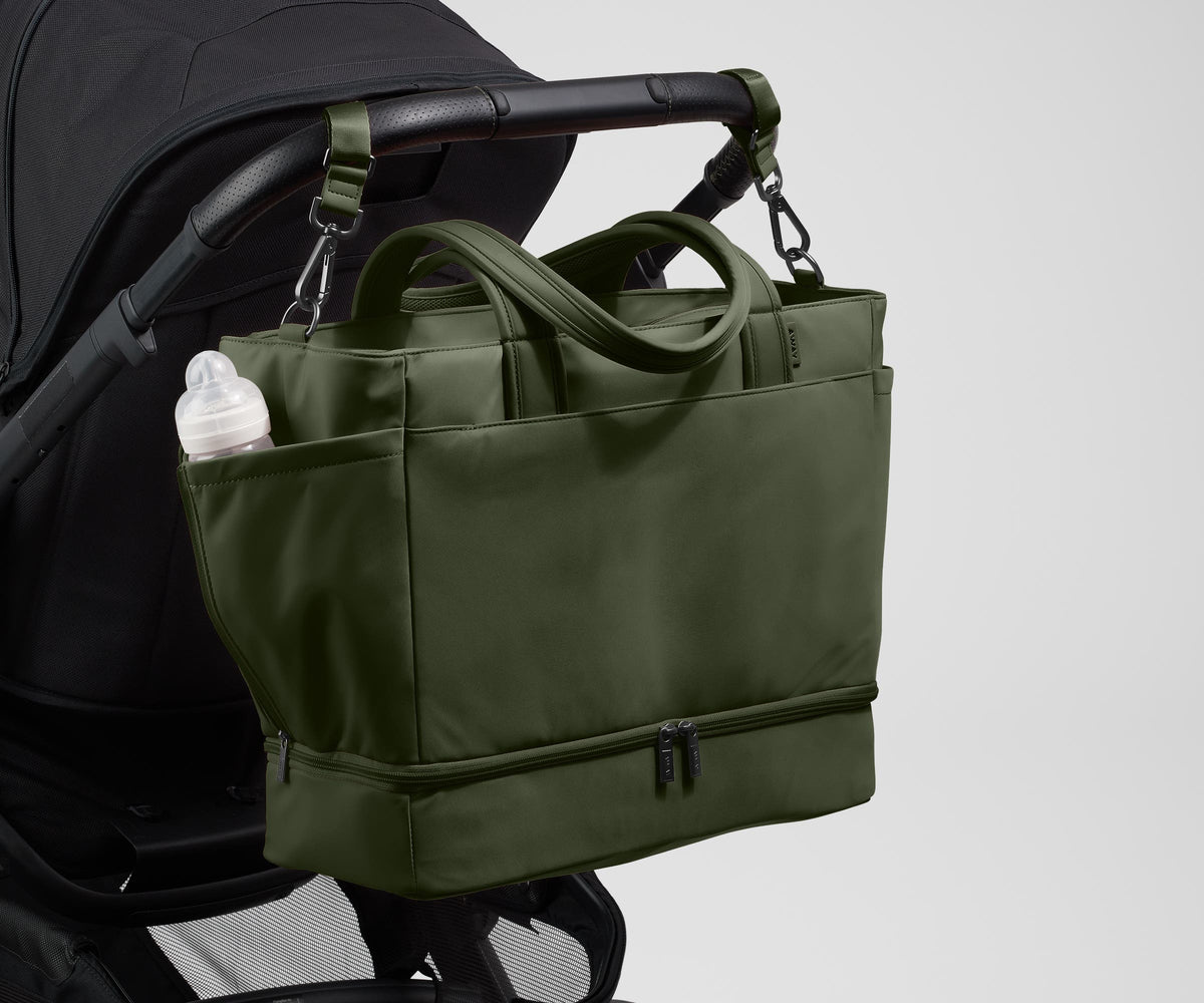 Away The Double Diaper Tote Diaper Bag - Olive Green