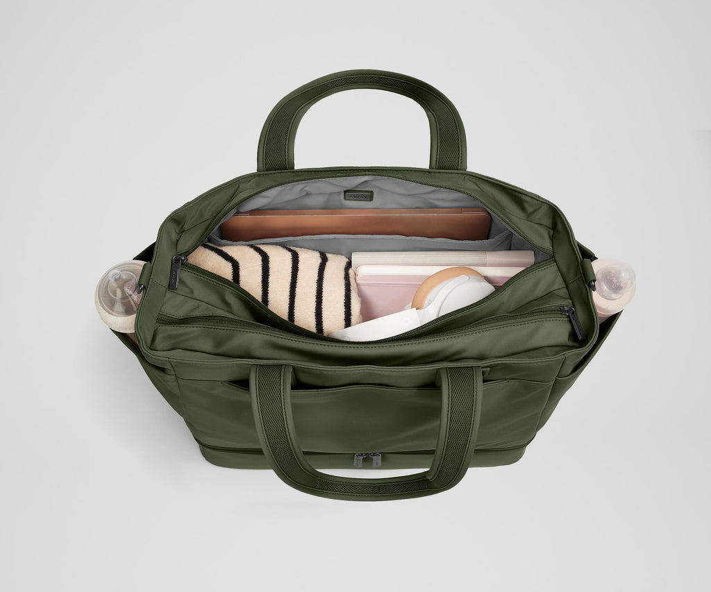 Away The Double Diaper Tote Diaper Bag - Olive Green