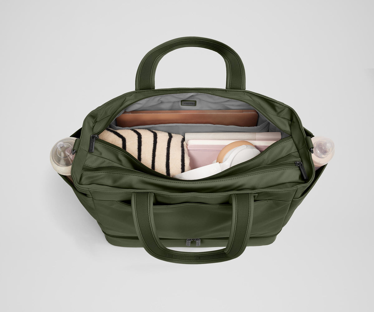 Away The Double Diaper Tote Diaper Bag - Olive Green