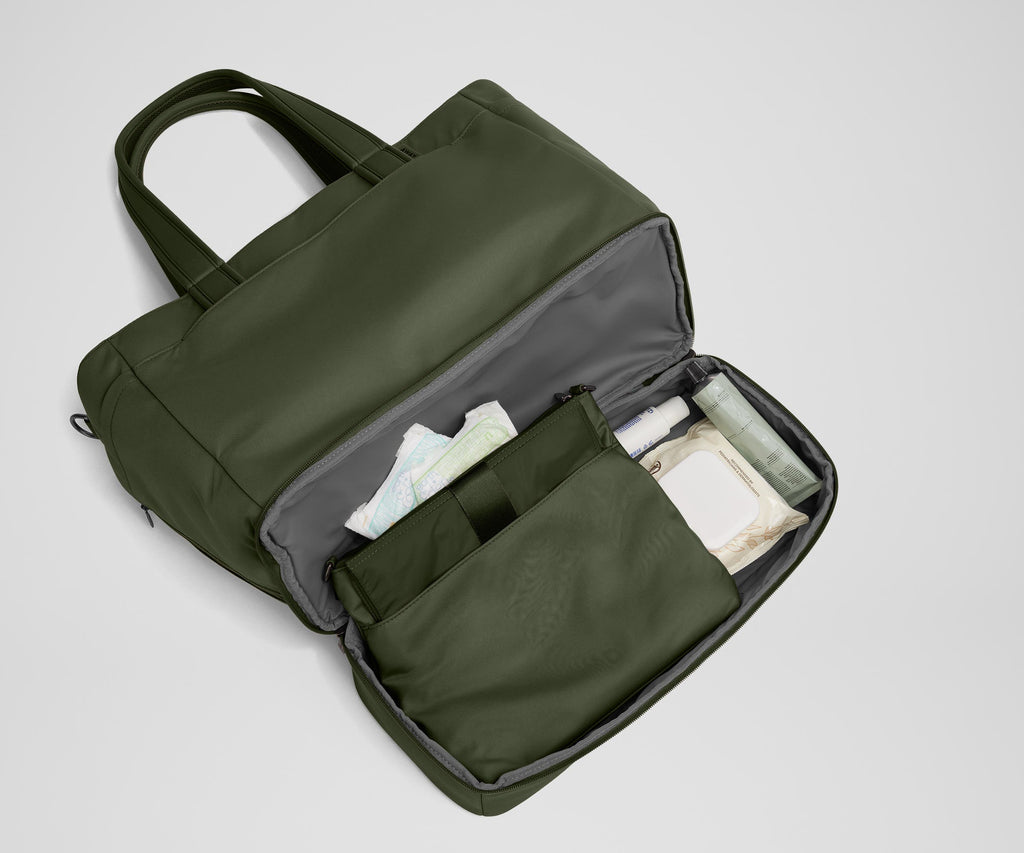Away The Double Diaper Tote Diaper Bag - Olive Green