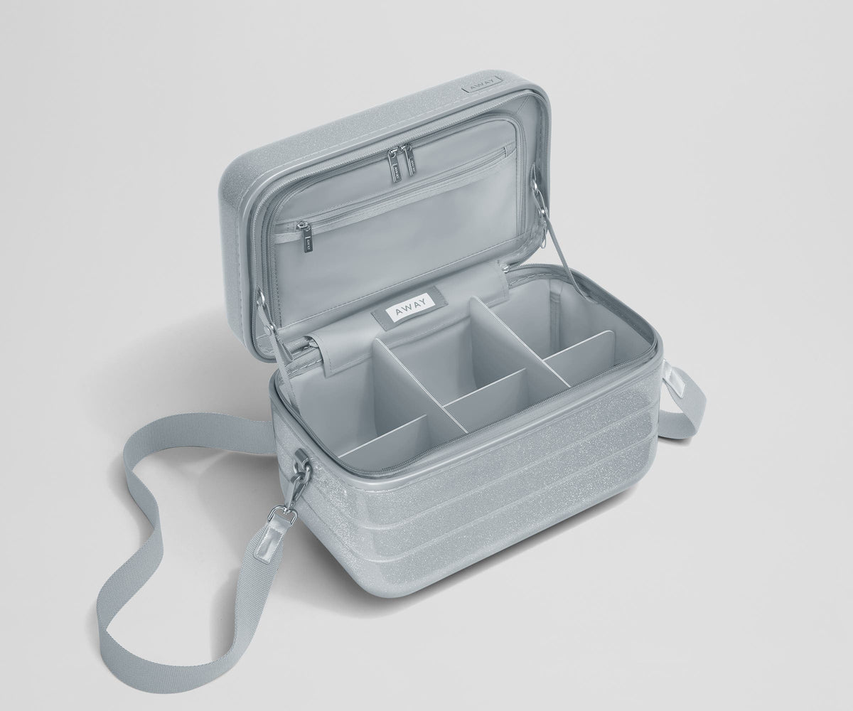 Away The Train Case Toiletry Bag - Supernova Silver