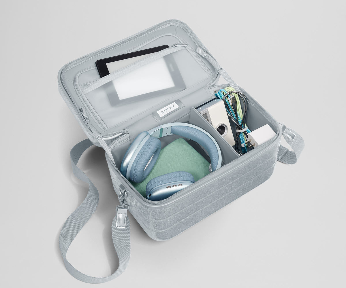 Away The Train Case Toiletry Bag - Supernova Silver